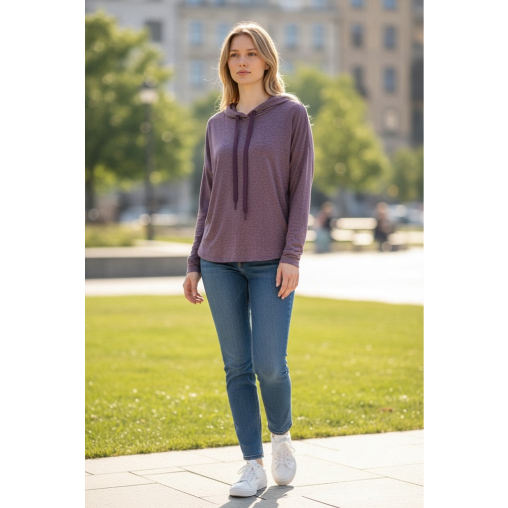 Womens Marika Heather Purple Luxe Crop Hoodie Size L
